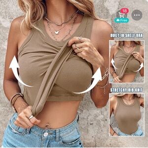 Chicme women Tank Top 2 pieces Sleeveless Basic Cami Shirt Slim Knit Ribbed